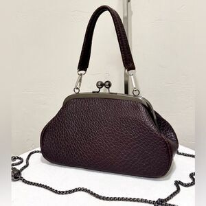 Genuine Bison Leather Handmade Vintage Style Clutch Bag, Wristlet, Crossbody